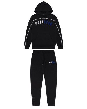 Black Trapstar Irongate Chenille Arch Hooded Tracksuit | 905-MBKZPQ