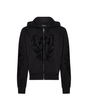 Black Trapstar Irongate Royal-T Flock Zip Hoodie | 167-IVXGTF