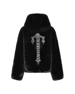 Black Trapstar Irongate T Oversized Fur Coat | 052-ZHIGRC