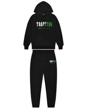 Black / Green Trapstar Decoded Chenille Hooded Tracksuit | 390-ODGETI