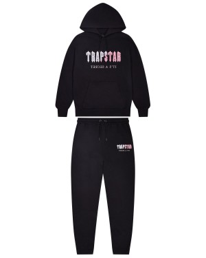 Black / Pink Trapstar Decoded Chenille Hooded Tracksuit | 135-JCQWNB