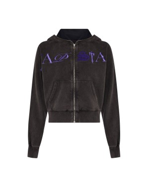 Black / Purple Trapstar Zip Script Hoodie | 051-QEDVWA