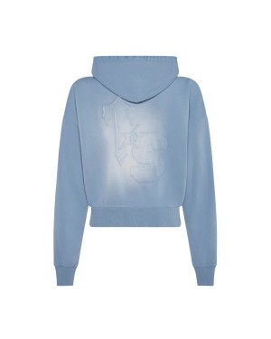 Blue Wash Trapstar TS Star Applique Hoodie | 954-ARHISD