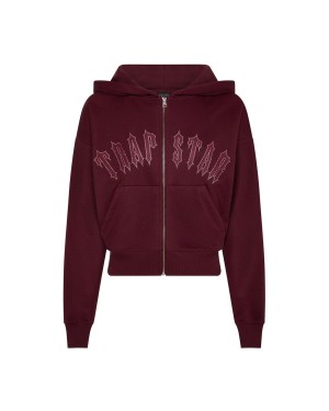 Burgundy Trapstar Mesh Irongate Arch Hoodie | 423-SLJVTF