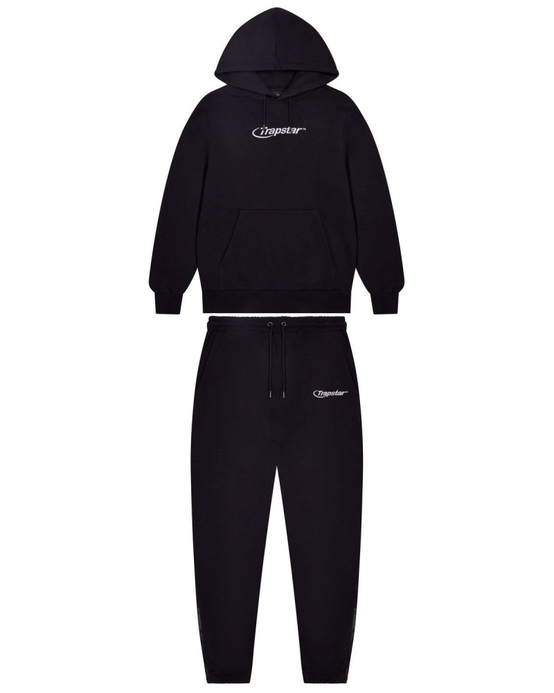 Black Trapstar Hyperdrive Embroidered Tracksuit | 013-NJSZMO