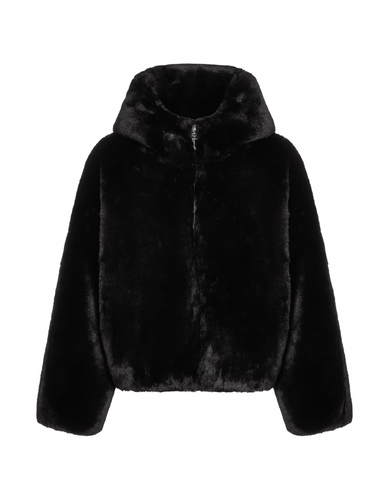 Black Trapstar Irongate T Oversized Fur Coat | 915-HVAULT