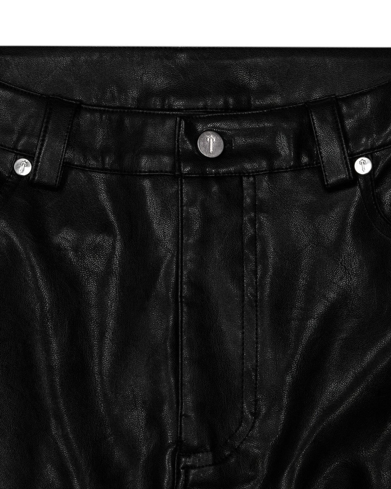 Black Trapstar Irongate T Stud Vegan Leather Pants | 259-GYSIPX