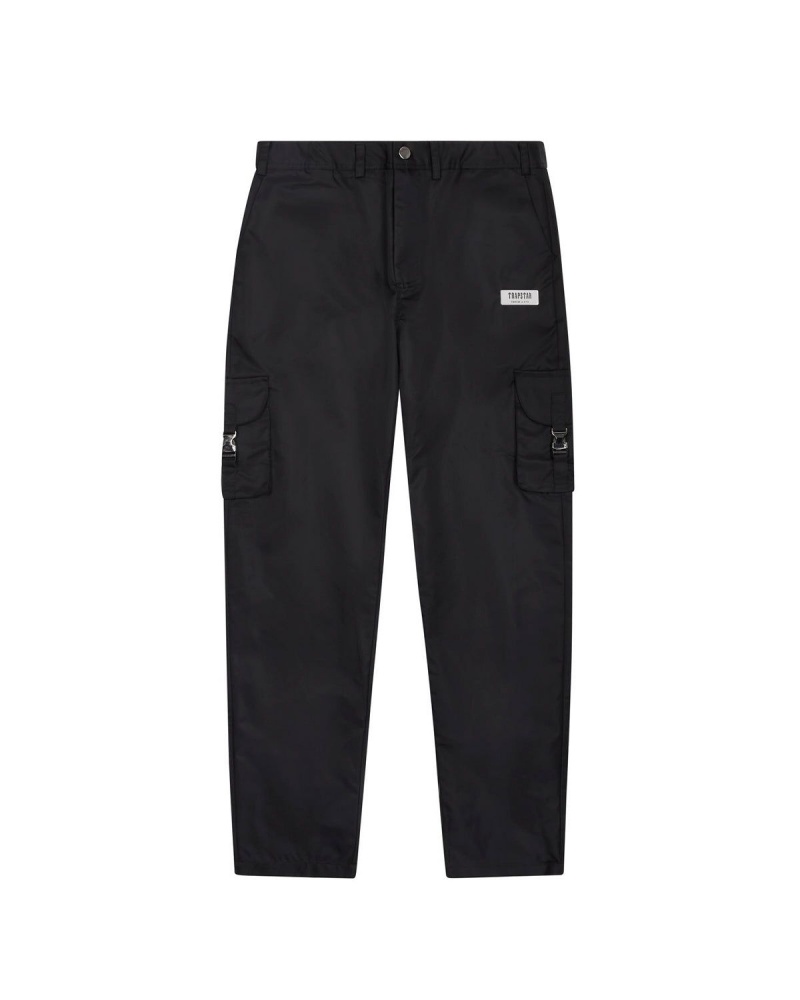 Black Trapstar Nylon Cargo Pants | 948-CDLATV