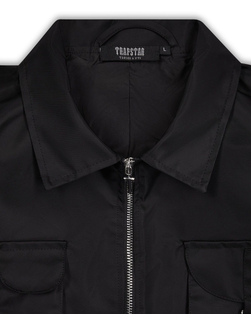 Black Trapstar Nylon Twill Coach Jacket | 604-BDLISU