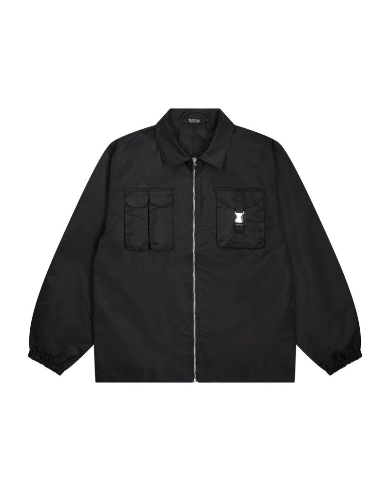 Black Trapstar Nylon Twill Coach Jacket | 604-BDLISU