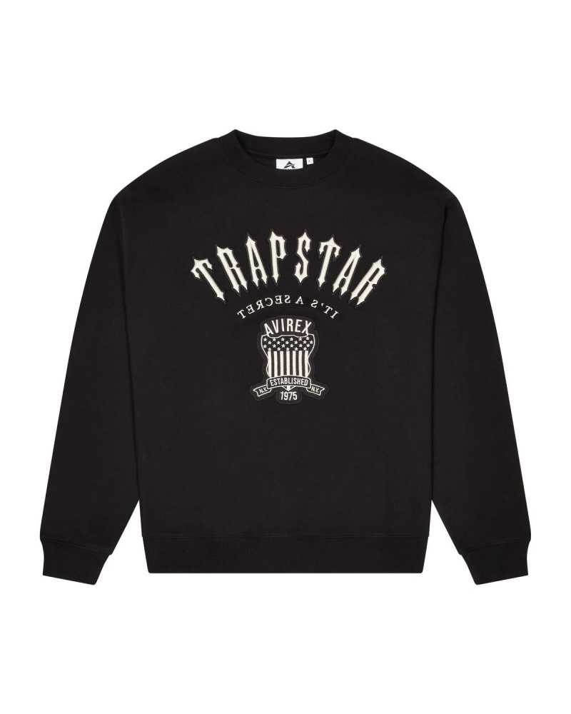 Black Trapstar Trapstar x Avirex Crew Sweater | 567-AHGJSO