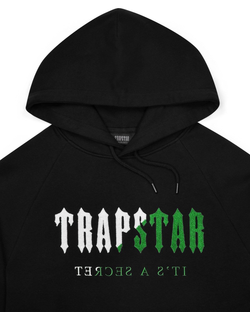 Black / Green Trapstar Decoded Chenille Hooded Tracksuit | 390-ODGETI