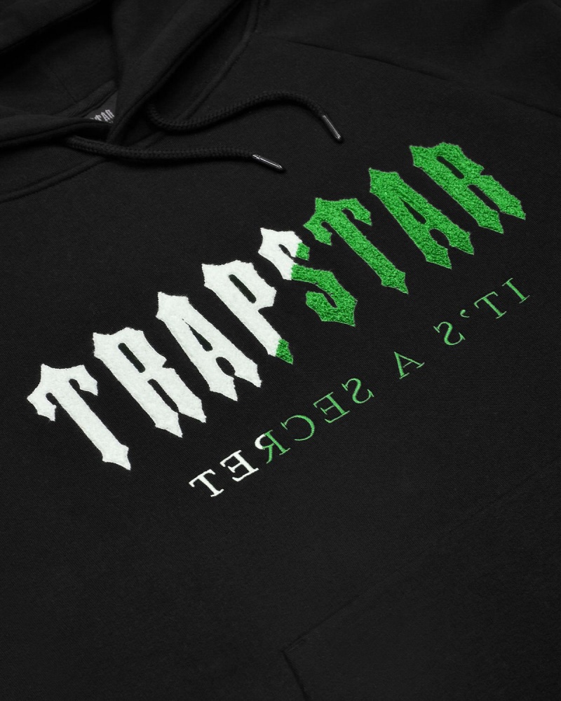 Black / Green Trapstar Decoded Chenille Hooded Tracksuit | 390-ODGETI