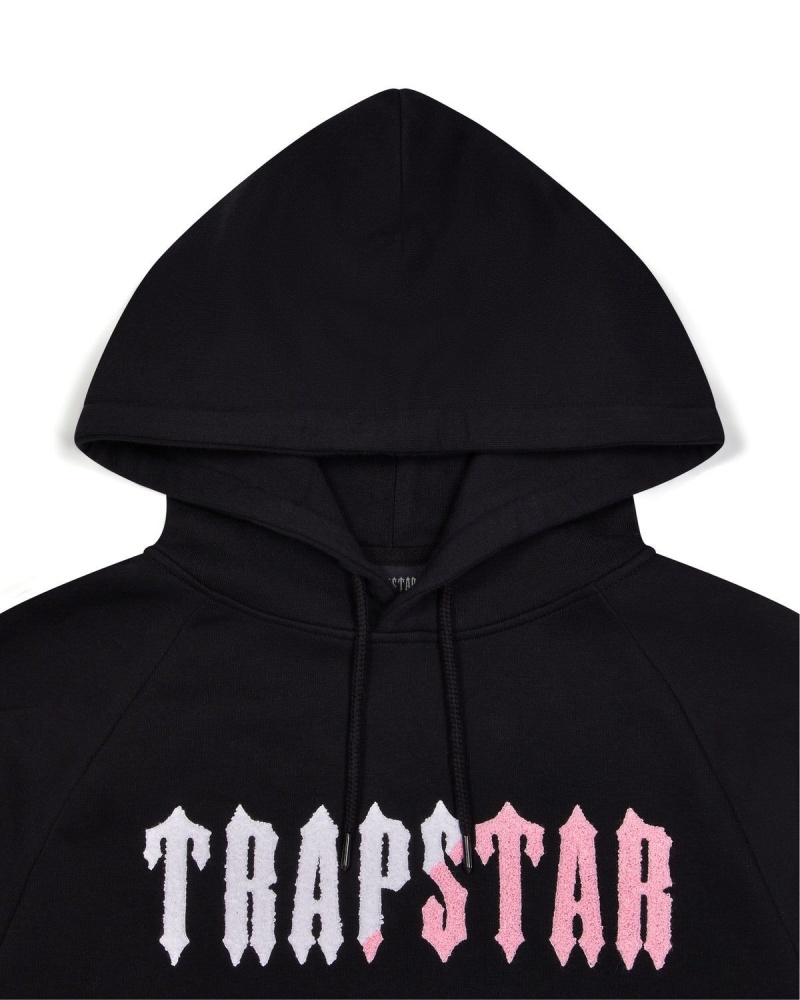 Black / Pink Trapstar Decoded Chenille Hooded Tracksuit | 135-JCQWNB