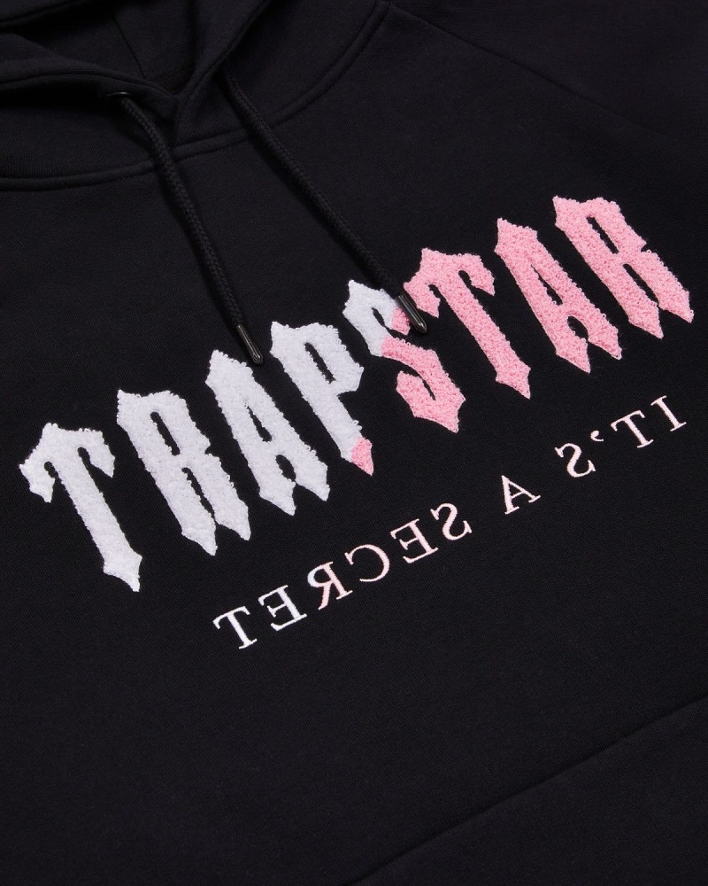 Black / Pink Trapstar Decoded Chenille Hooded Tracksuit | 135-JCQWNB