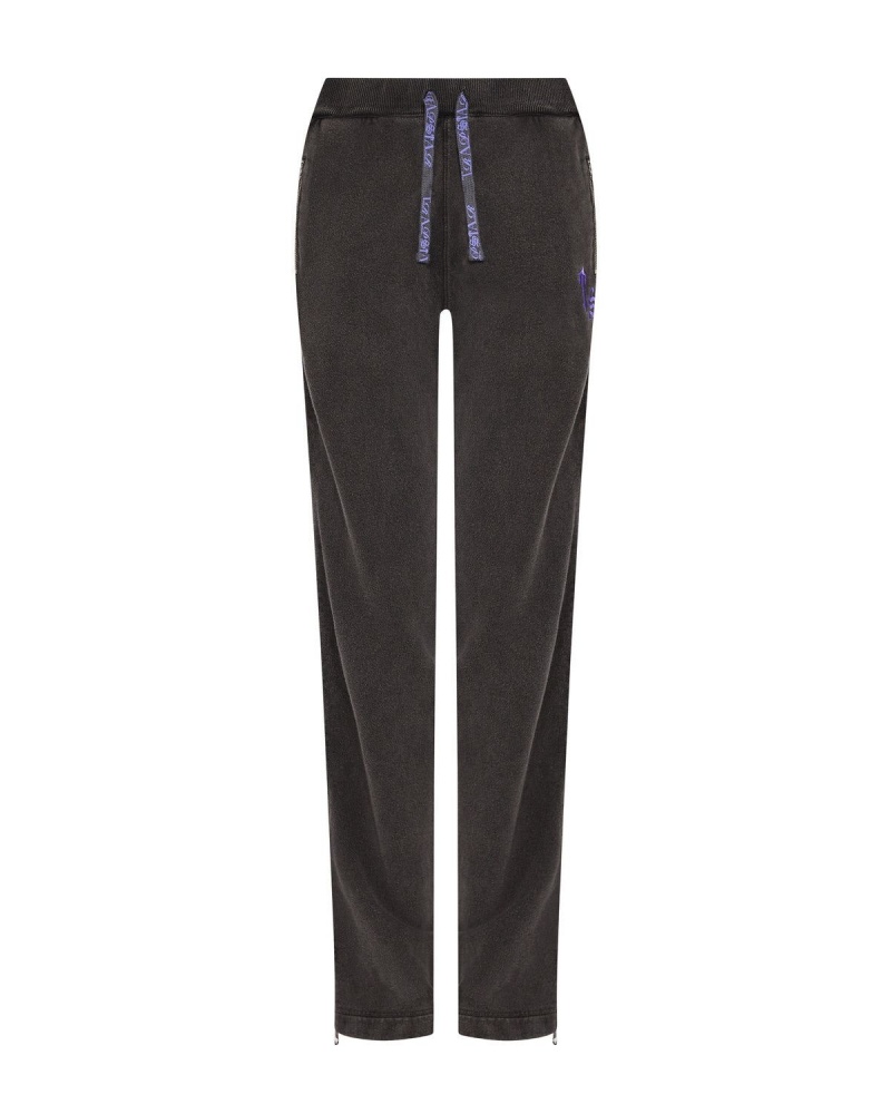 Black / Purple Trapstar Script Zip Leg Jogging Bottoms | 975-SVKQND