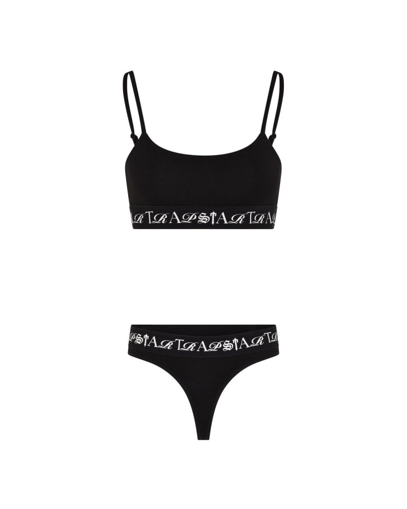 Black / White Trapstar Script Bra | 269-UWNVPT