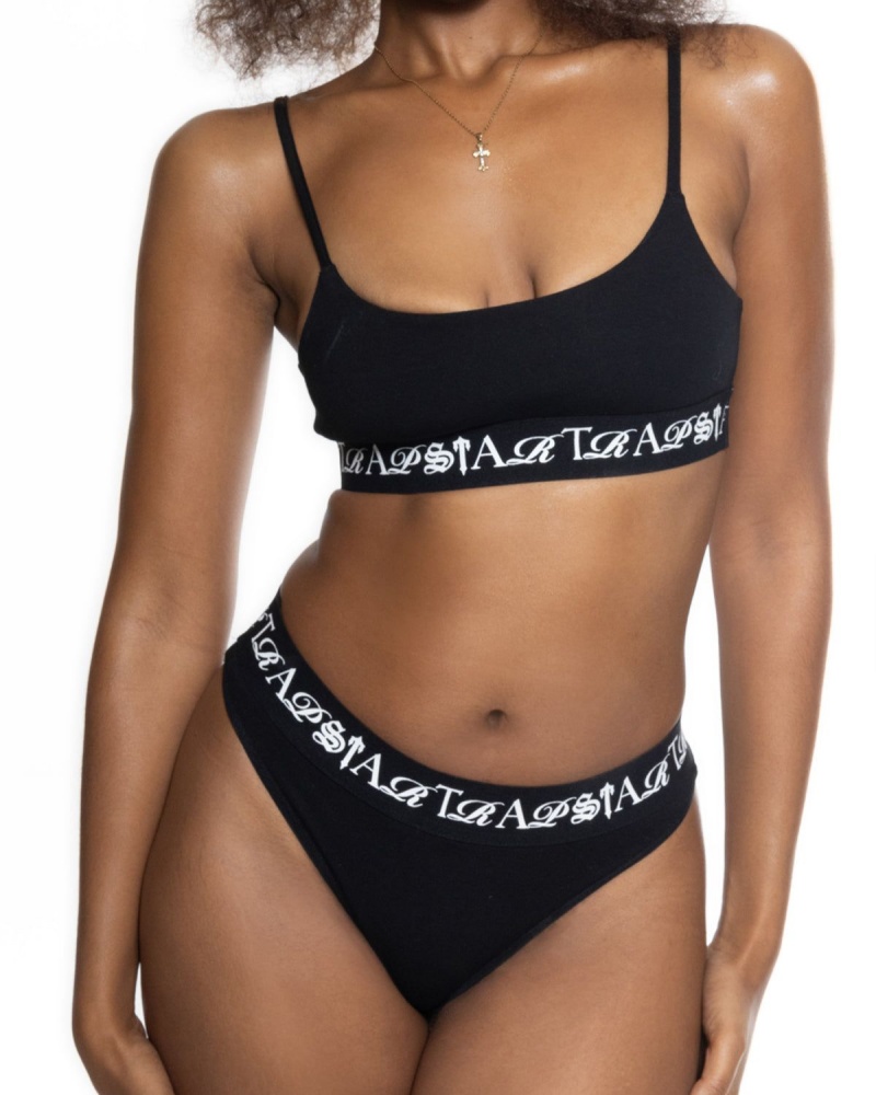 Black / White Trapstar Script Bra | 269-UWNVPT