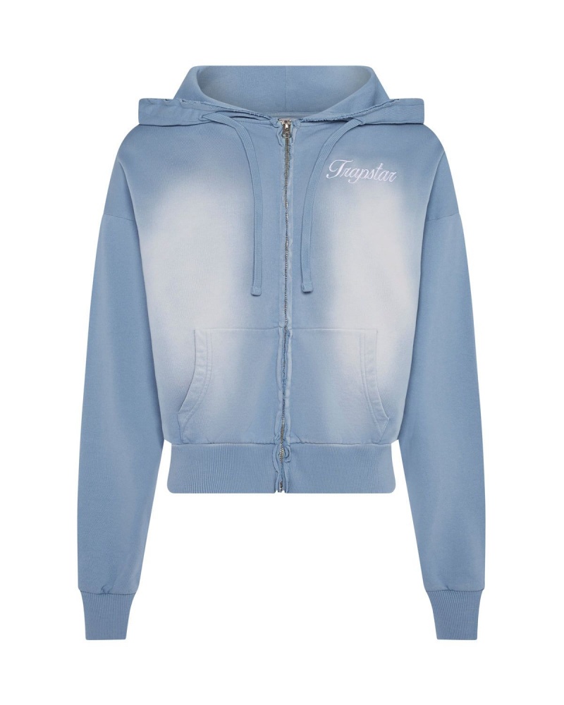 Blue Wash Trapstar TS Star Applique Hoodie | 542-SVHBXU