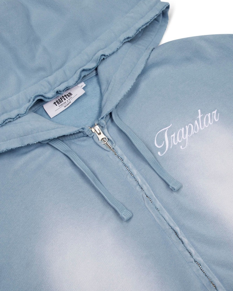 Blue Wash Trapstar TS Star Applique Hoodie | 542-SVHBXU