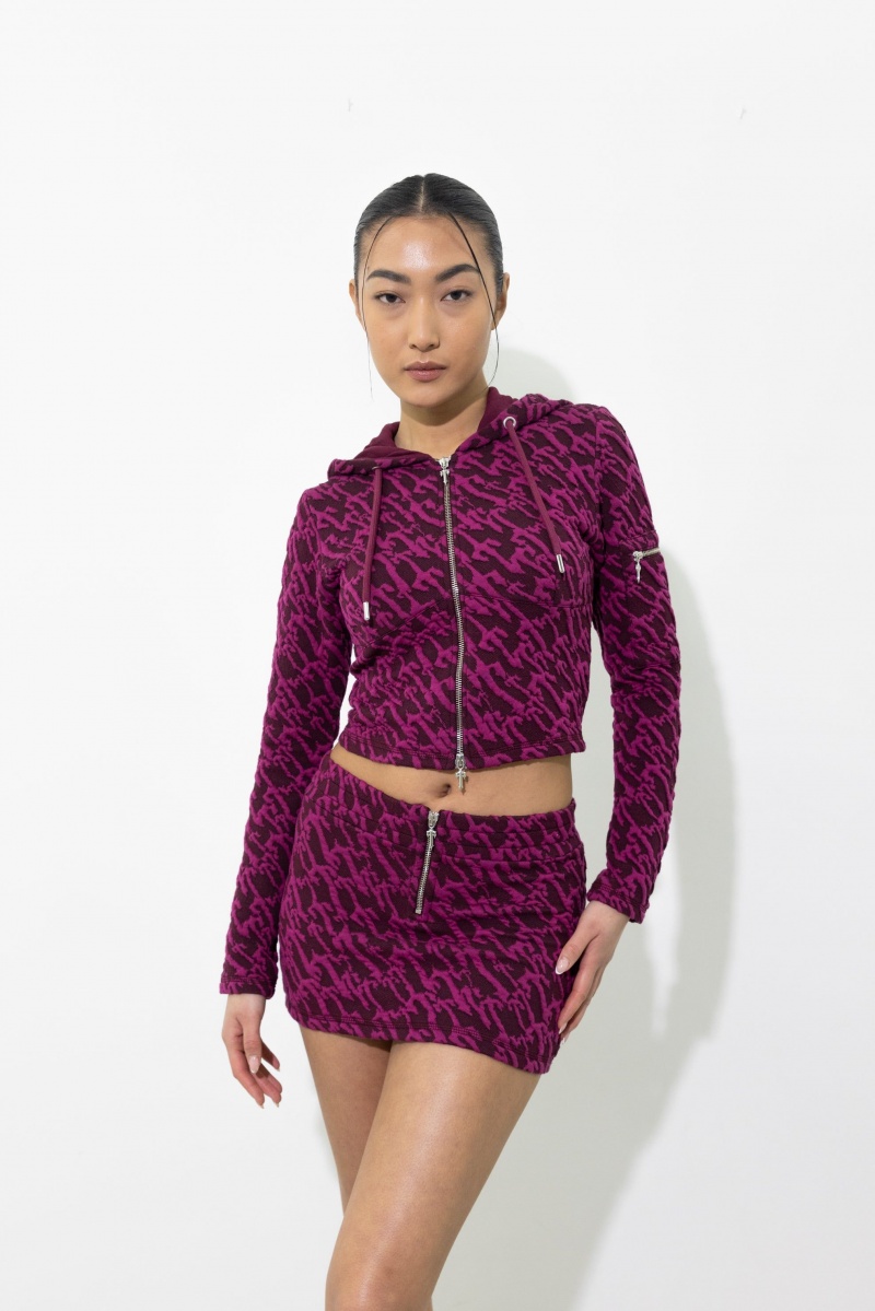 Burgundy Pink Trapstar Jacquard Mini Skirt | 806-XPBHVW