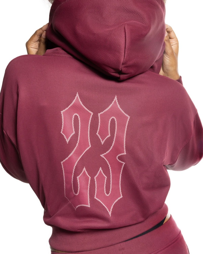 Burgundy Trapstar Mesh Irongate Arch Hoodie | 631-KPSUFO