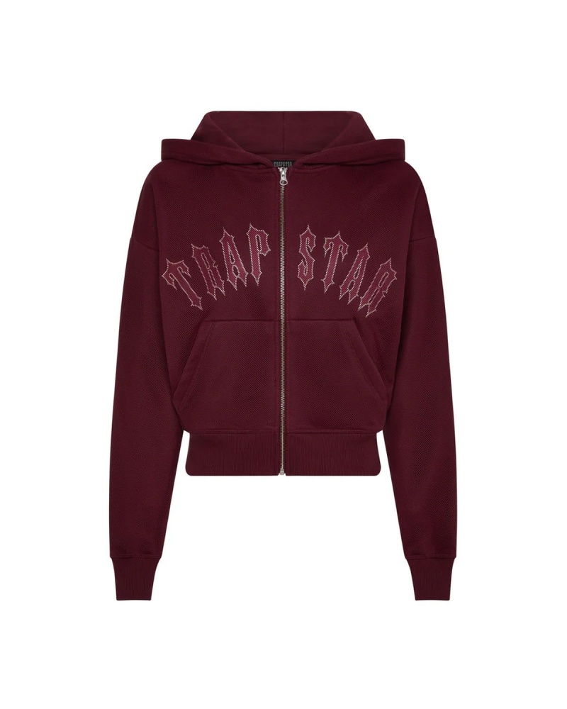 Burgundy Trapstar Mesh Irongate Arch Hoodie | 631-KPSUFO