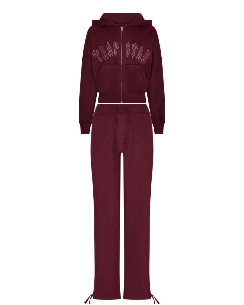 Burgundy Trapstar Mesh Irongate Arch Joggers | 968-FJQVGS