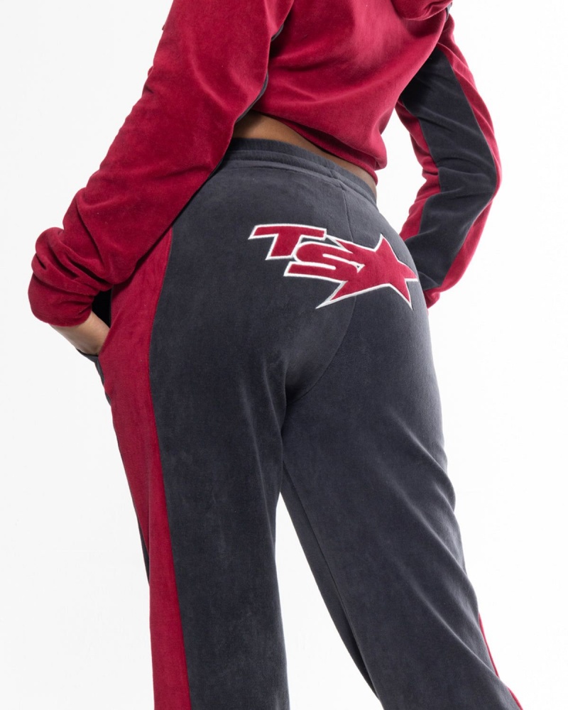 Burgundy Trapstar TS-Star Velour Track Bottoms | 197-NZTQXV