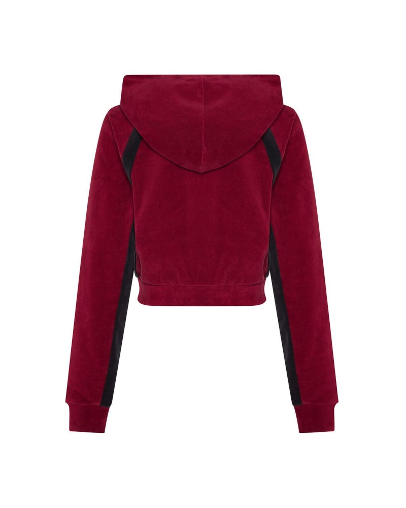 Burgundy Trapstar TS- Star Contrast Panel Velour Hoodie | 917-TAFDBS