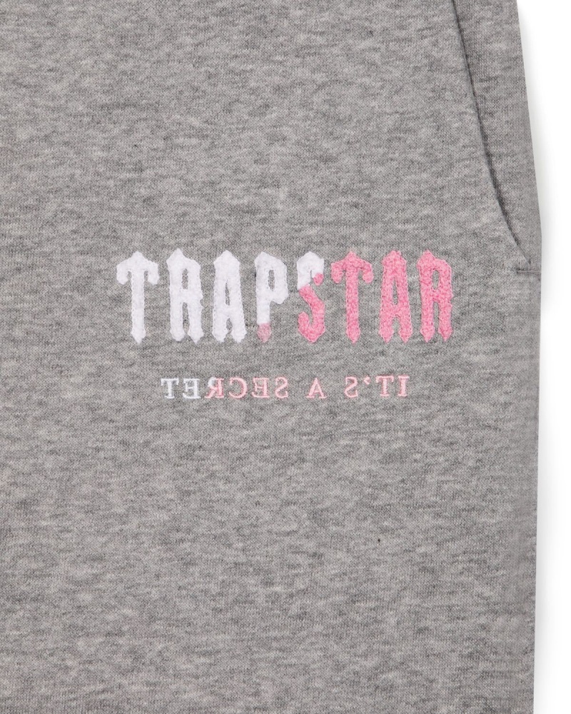 Grey / Pink Trapstar Decoded Chenille Hooded Tracksuit | 726-CVDUBS