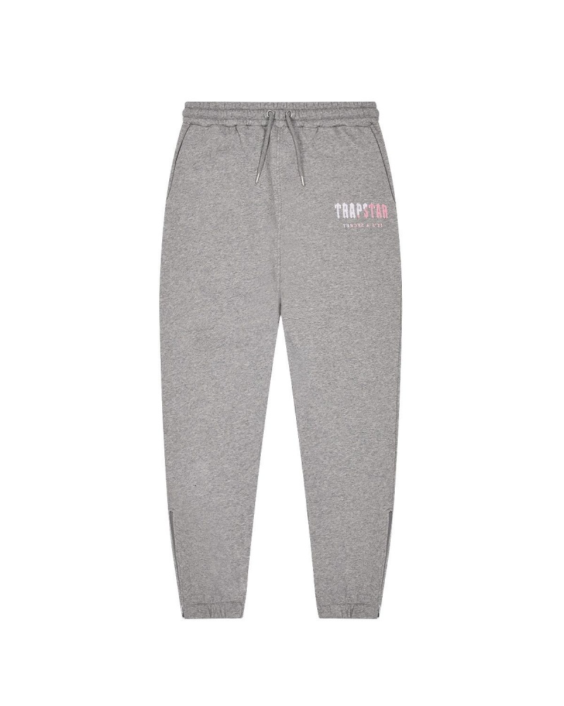 Grey / Pink Trapstar Decoded Chenille Hooded Tracksuit | 726-CVDUBS