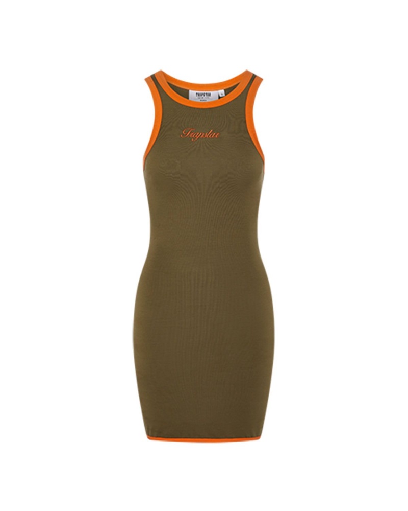 Khaki / Orange Trapstar Contrast Racer Dress | 013-CJLFMK