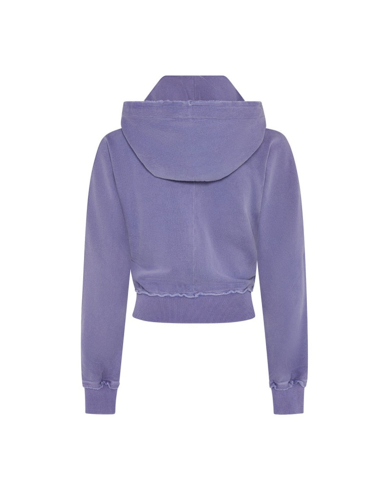 Purple Trapstar Irongate Cropped Batwing Zip Hoodie | 024-XQYHJL