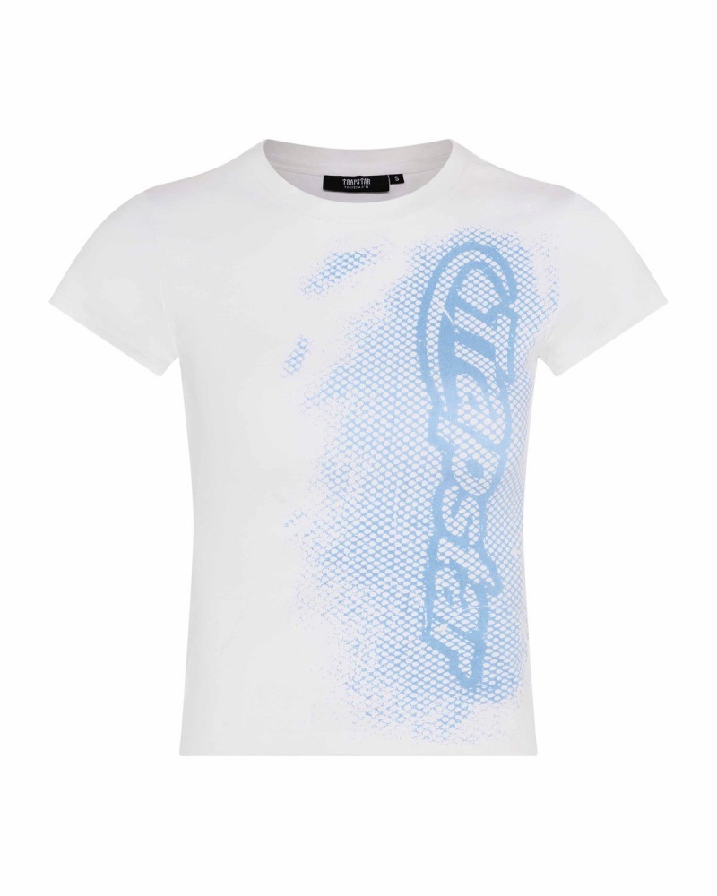 White / Blue Trapstar Hyperdrive Baby Tee | 498-RUGYTK